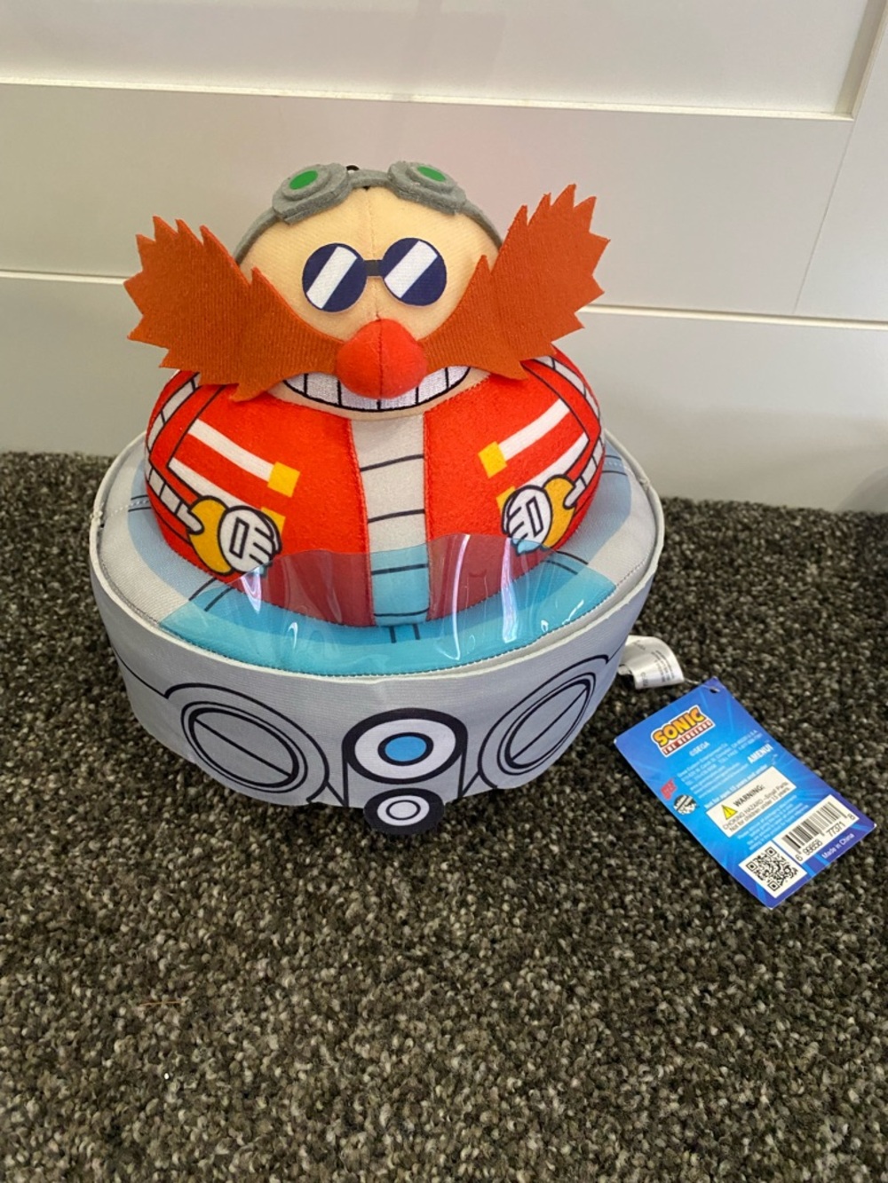 New! Sonic The Hedgehog - Dr. Eggman (Robotnik) in Egg Mobile Plush 8" H